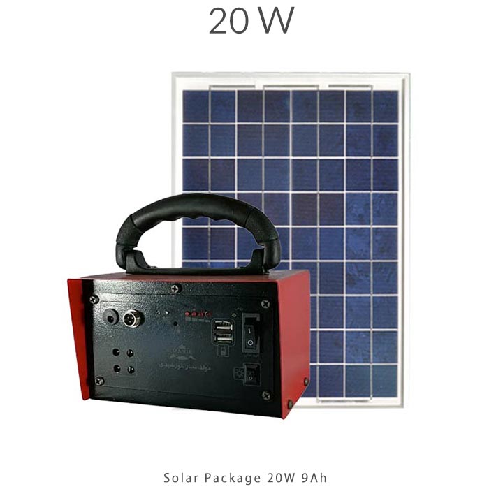 پکیج برق خورشیدی 20 وات با باتری 7.5 آمپر ساعت | برند مانیک